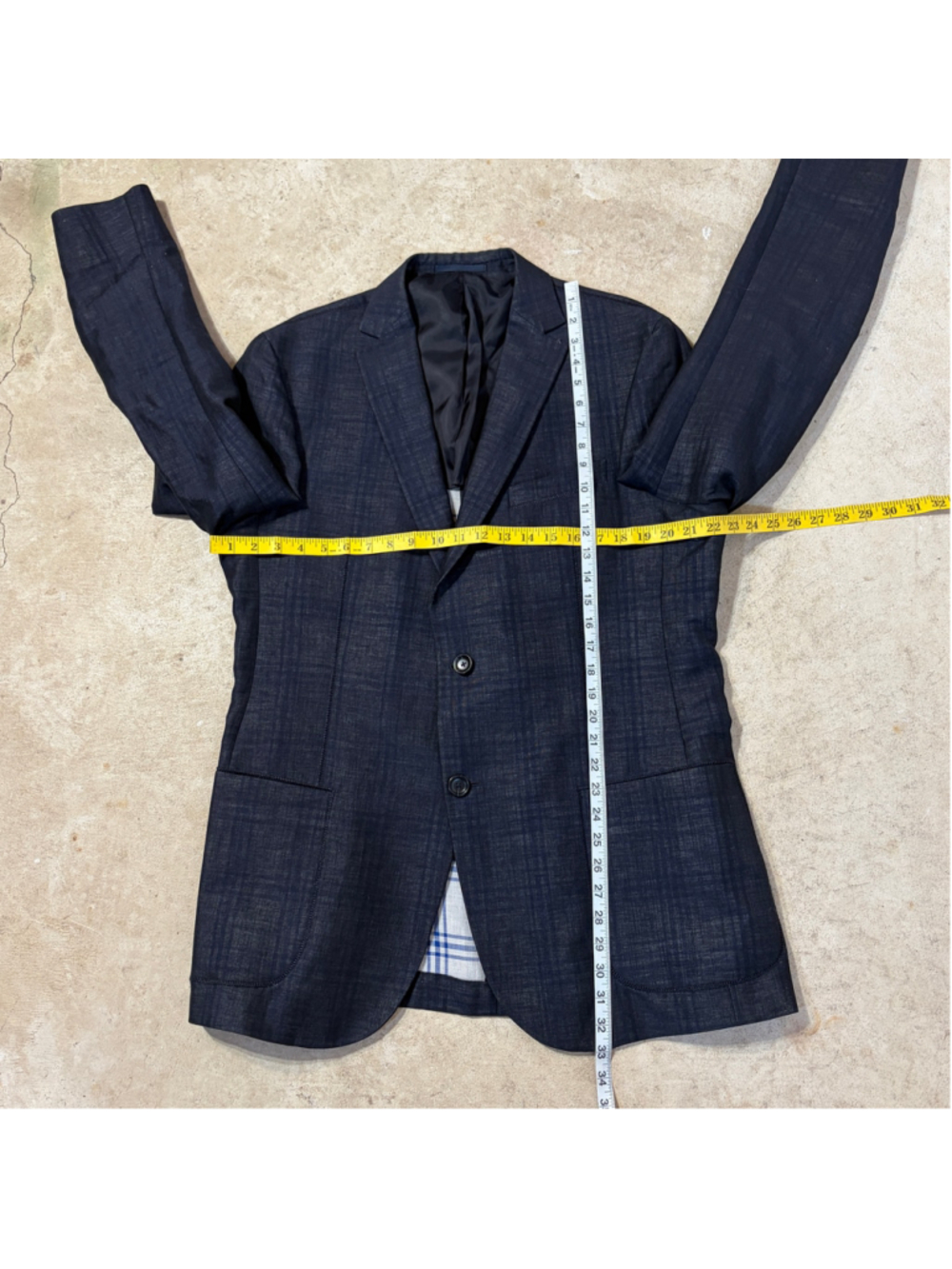 ZZegna Linen Blend Navy Blue Sport Coat Blazer 2 Button Men's Size 54L 44L - Picture 5 of 10